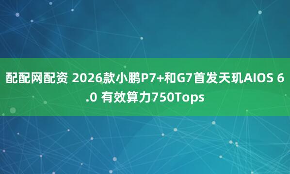配配网配资 2026款小鹏P7+和G7首发天玑AIOS 6.0 有效算力750Tops