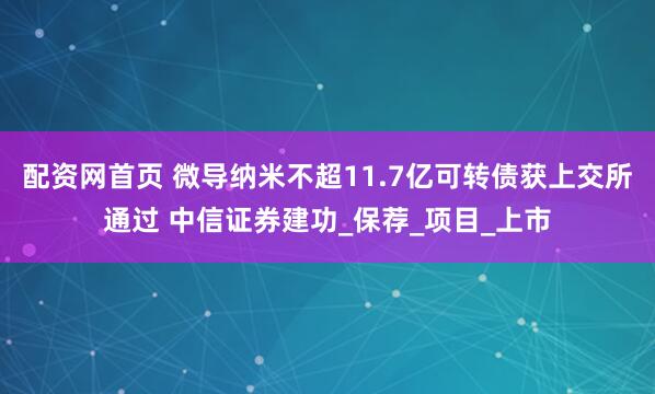 配资网首页 微导纳米不超11.7亿可转债获上交所通过 中信证券建功_保荐_项目_上市